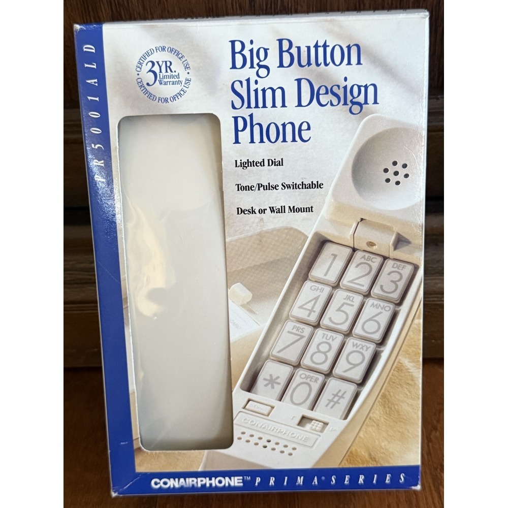 Conair Phone Big Button Illuminated Keypad Slim‎ Design PR5001ALD Almond NEW!
